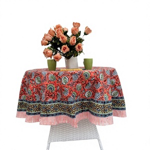 Manteles Redondos con Estampado Floral Personalizado, Impresión Floral Vintage, Manteles de Lino Lavables de Alta Calidad para Decoración del Hogar - Product Image 1