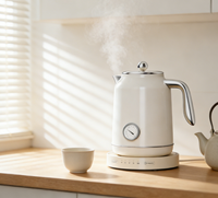 Bouilloire électrique en acier inoxydable avec contrôle numérique de la température, capacité de 1,7 L, protection contre l'ébullition à sec, pour usage hôtelier