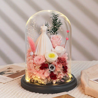 Cadeau de la Saint-Valentin, robe de mariée, fleur artificielle, rose sous cloche en verre, cadeau créatif pour petite amie, anniversaire