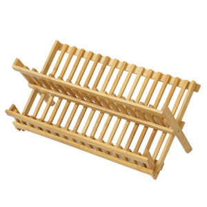Bambu çift katmanlı drenaj raf katı ahşap mutfak depolama raf kase raf çubuklarını kafes depolama raf - Product Image 4