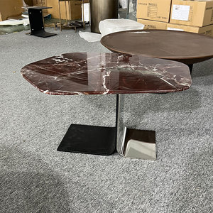 Mesa de Centro Moderna Convertible de Mármol con Forma Irregular y Base de Acero Inoxidable para Muebles de Sala - Product Image 3