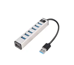 Hochgeschwindigkeits-Aluminium-USB 7-Anschluss 3.0 mit Schalter Typ-C-Hub für PC Laptop Mac