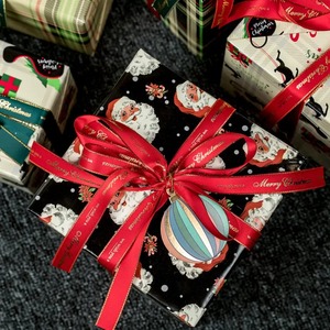 Custom Eco-Friendly Recyclable Santa Claus Poinsettia Black Gift <b>Wrap</b> <b>Paper</b> <b>Roll</b> Single Side Coated Waterproof <b>Paper</b> Packaging - Product Image 4