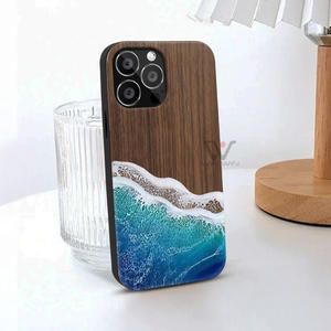 Coque arrière en cuir PU grain de bois naturel Coque de téléphone en bois TPU Housse pour iPhone 15 Pro Max Housse de téléphone pour <span class=keywords><strong>Samsung</strong></span> - Product Image 1