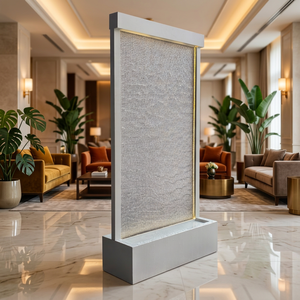 Modern Indoor Metal Waterfall Wall <b>Lighted</b> Rectangle Polished Finish Home Decor - Product Image 6