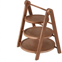Plateaux de service en bois à 3 niveaux Marsui 12''/10''/8'' – Planche à charcuterie solide réutilisable pour fêtes et événements