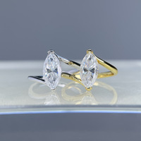 Bague solitaire en moissanite 2 carats 6x12mm plaquée rhodium en argent sterling 925, bijoux de mariage minimalistes pour femmes