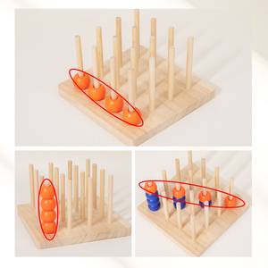 Jeu de stratégie classique 3D quatre à la suite, nouveau, éducatif, défi cérébral pour enfants, grille transparente et disques en bois colorés - Product Image 6