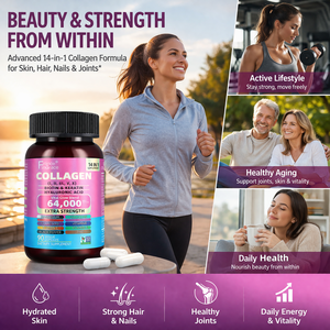 Suplemento de colágeno con logo personalizado, con ácido hialurónico, vitamina C y biotina, que apoya la piel, el cabello y las uñas. 90 cápsulas para mujeres y hombres. - Product Image 6