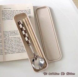 Ensemble de couverts portables 3 pièces en acier inoxydable avec manche en céramique pour étudiants (fourchette, cuillère, baguettes) - Product Image 6