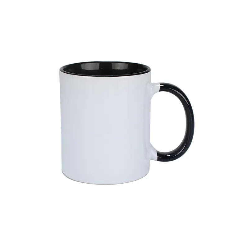 Kustom paling populer 11Oz sublimasi kosong berwarna cangkir dalam keramik kopi dengan pegangan berwarna