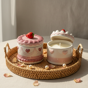 Portavelas de Cerámica Blanco Único en Forma de Cilindro, Hecho a Mano, Estilo Nórdico, con Tapa, para Velas de Té - Product Image 1