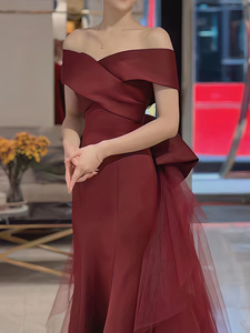 S8576F Tube Top High Quality Fish Tail Tube Top Wrap Waistline Hot Selling Lace Decoration Retro Evening Dress - Product Image 3