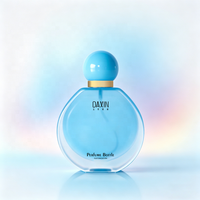 Flacon de parfum rond élégant pour femme avec bouchon sphérique, couleur et logo personnalisés, contenant de parfum classique pour femme, vente en gros
