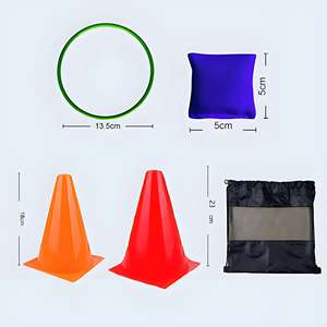 Set mainan plastik warna-warni 3-in-1 lempar cincin melingkar dan karung pasir latihan sensorik mainan permainan olahraga luar ruangan - Product Image 6
