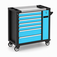 Chariot d'atelier en acier OEM ODM OBM avec 7 tiroirs, panneau latéral ouvrable, capacité de charge de 300 kg, garantie de 3 ans pour l'automobile