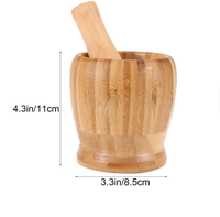Natuurlijke bamboe 2-delige mortier en stamper set, handmatige knoflook- en gembermolen, multifunctionele kruiden- en pepermaler