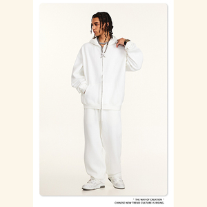 Sweat-shirt à capuche unisexe décontracté en polaire 440G personnalisé, lourd, respirant, avec fermeture éclair double sens, impression numérique - Product Image 1