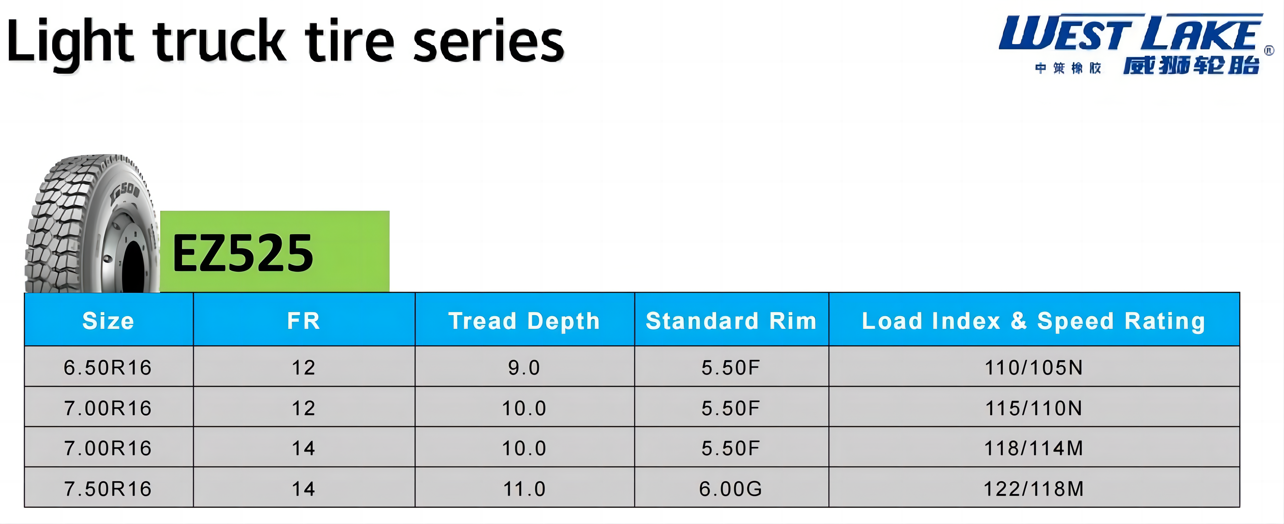 Truck Tyre ZC Chaoyang West Lake 7R16 EZ525 - Durable & Reliable