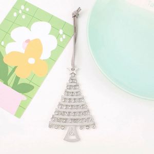 Pendentif en métal en forme de sapin de Noël avec incrustation de strass, ornement suspendu en alliage de zinc, modèle 2022100301 CN ZHE - Product Image 3