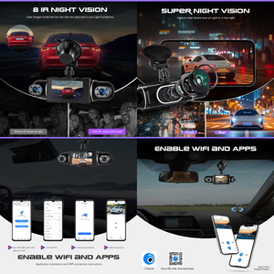 Caméra embarquée Podofo 3'' 4 objectifs 2K/1080P DVR Boîte noire de voiture Enregistreur IPS WiFi/G-Sensor/Vision nocturne/Caméra 360°/Caméra de recul Usine ODM/OEM - Product Image 3