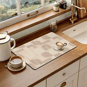 Tapis de cuisine géométrique moderne 60x40cm, rectangulaire, antidérapant, épais et absorbant, pour la protection du comptoir de la machine à café - Product Image 4