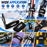 Sangle de ski personnalisée avec logo, fermeture auto-agrippante, rembourrage EVA, réutilisable, réglable, organisateur de câbles pour équipement de snowboard et de sports d'hiver