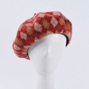 Boina de lana a cuadros de invierno estilo boutique al por mayor para mujer, gorro de punto vintage de pintor a la moda para niñas - Product Image 2