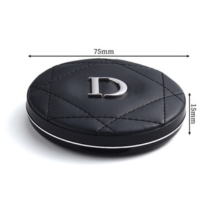 Porte-monnaie de poche rond en cuir PU noir de luxe personnalisable avec miroir - Product Image 5