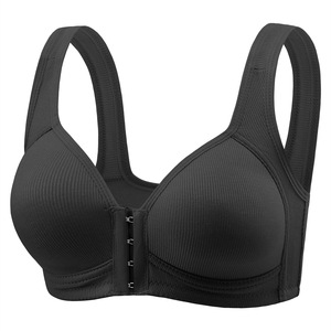 Woman Bras Front Button Closure Sexy Lingerie <b>Wire</b>-free Elastic <b>Soft</b> Fixed Cup Push up Top Suitable Middle-aged Elderly Female - Product Image 4