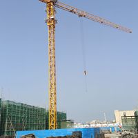 Grue à tour à plateforme plate de 8 tonnes de capacité de charge QTZ125 6015, hauteur libre de 42,8 m, fournisseur de grues à tour avec certification CE