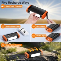 Banco de Energía Solar con Carga Manual por Manivela, Cargador de Alta Capacidad de 66800mAh, Carga Rápida para Teléfono Móvil, Incluye Linterna