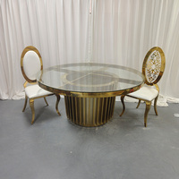 Mesa de Comedor Redonda Moderna y Duradera de Acero Inoxidable para Bodas, Hoteles, Banquetes y Restaurantes