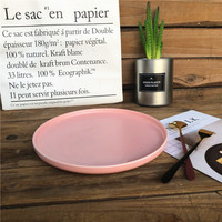 Assiette à dessert ronde en céramique, assiette en grès rose, vente en gros, assiette à dîner pour usage quotidien
