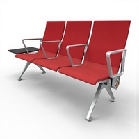 Chaise d'attente Leadcom LS-529YF moderne avec rembourrage en PU et structure métallique pour hôpitaux et aéroports, sièges en tandem