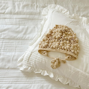 قبعة أطفال بلوفر للخريف والشتاء ، كروشيه مجوف مصنوع يدويًا ، قبعة أطفال بناتي لطيفة ، قبعة أميرة - Product Image 3