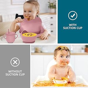 Juego de Platos para Bebé Libres de BPA, Juego de Cena para Niños de Silicona de 6 Piezas, Juego de Alimentación para Bebé 100% de Silicona con Plato Dividido y Tazón con Succión - Product Image 6