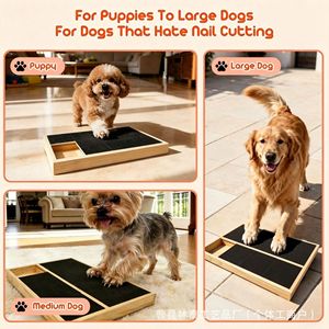 Wooden Pet <b>Scratching</b> Board With Food Tray <b>For</b> <b>Cats</b> And Dogs Durable Solid Wood Multi Compartment Design Natural Color - Product Image 4