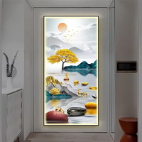 Lumière moderne Décoration de luxe Art mural Décoration de couloir en porcelaine de cristal abstraite personnalisée Peinture à lumière LED