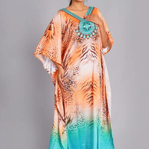 Robe Kaftan en Coton Jaune Grande Taille de Haute Qualité, Imprimé Floral Fait Main, Vêtement de Détente – Prix de Gros Disponible 2026 - Product Image 1