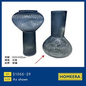 Elegante D20xH30cm vaso di vetro grigio fatto a mano vasi di fiori di cristallo per la decorazione della casa Mini grande per il matrimonio vivente idroponico Design - Product Image 1
