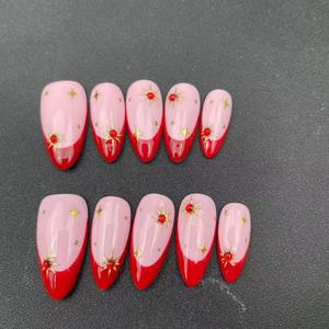 Ongles artificiels de haute qualité ; Style estival ; <span class=keywords><strong>Rouge</strong></span> français pailleté ; Réutilisables ; Ongles à presser ; Vente en gros - Product Image 4