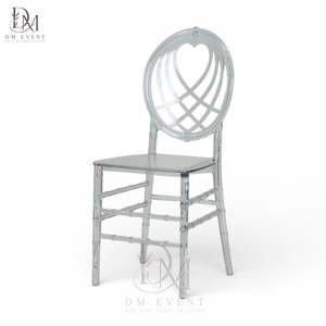 Clear Polycarbonate Heart Lattice Oval Back <b>Chair</b> Lightweight Durable for Wedding and Party Events - Product Image 2