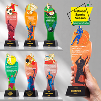 Trophée personnalisé en cristal pour compétitions sportives de tennis, volleyball, cyclisme, natation, en métal doré