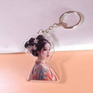 Toptan akrilik Charm kamera anahtarlık karikatür Anime figürü özel herhangi bir Logo akrilik Charm anahtarlıklar
