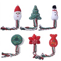 Ensemble de jouets couineurs de Noël pour chien, Père Noël, Bonhomme de neige, Sapin de Noël, jouet à mâcher en peluche et corde de coton, 6 styles, cadeau de fêtes, vente en gros, OEM, ODM, personnalisé