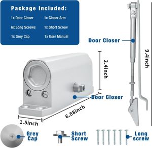 Cierrapuertas Hidráulico Automático Ajustable, Cierre Silencioso con Amortiguador para <span class=keywords><strong>Puertas</strong></span> <span class=keywords><strong>de</strong></span> 25-45 kg - Product Image 3