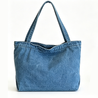 Sac fourre-tout vintage en jean délavé, surdimensionné, robuste, avec longues poignées supérieures, spacieux, durable, personnalisable, pour les courses et les achats en gros