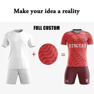 Ontwerp Je Eigen Polyester Custom Voetbal Jersey Set Snel Droog Mesh Voetbal Jersey Voor Kinderen En Volwassenen