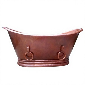 Design supérieur fait à la main en cuivre métal double pantoufle baignoire en cuivre antique avec anneaux - Product Image 1